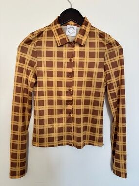 With Jean Plaid Button-Up Shirt - Small